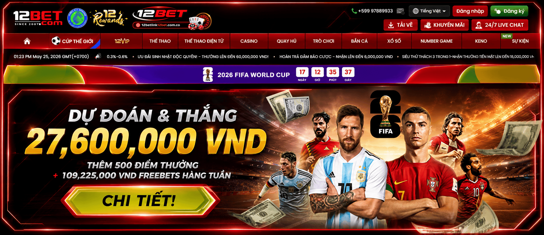 Bước 1: Truy cập trang chủ 12BET Bước 1: Truy cập trang chủ 12BET