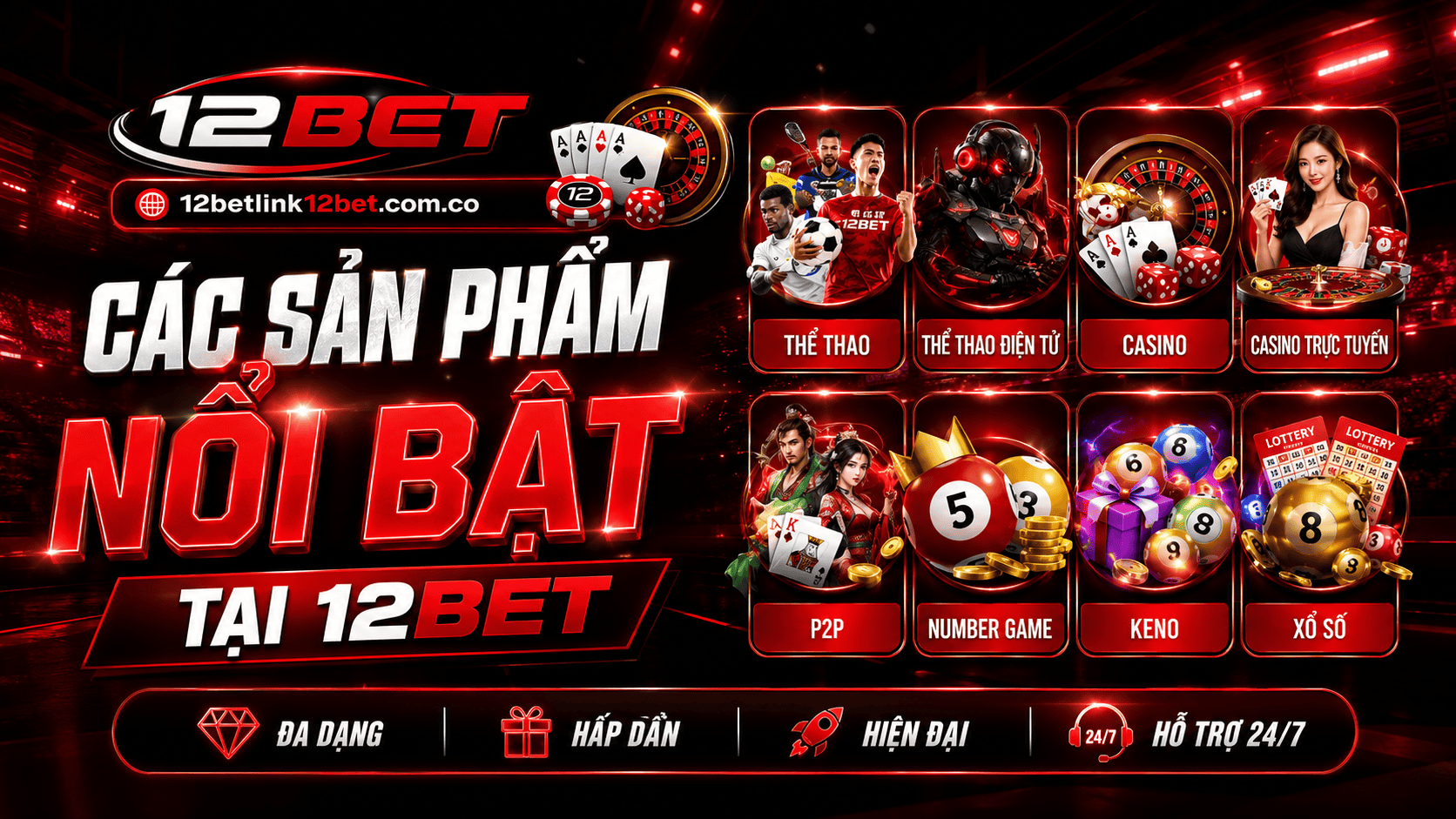 Các sản phẩm nổi bật trong hệ sinh thái 12BET dành cho đại lý