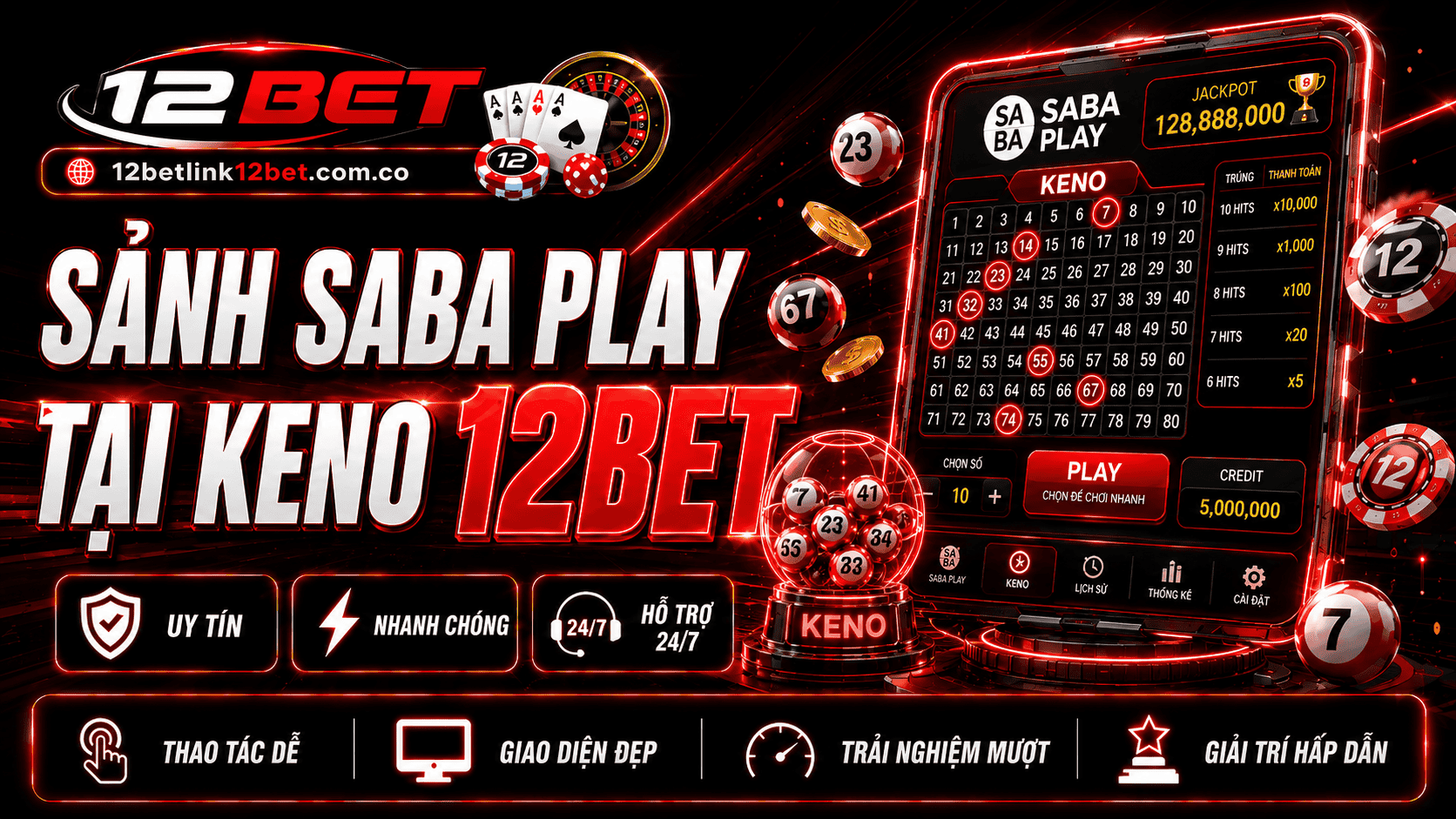 SABA Play phát triển cược Keno chất lượng tại 12BET SABA Play phát triển cược Keno chất lượng tại 12BET