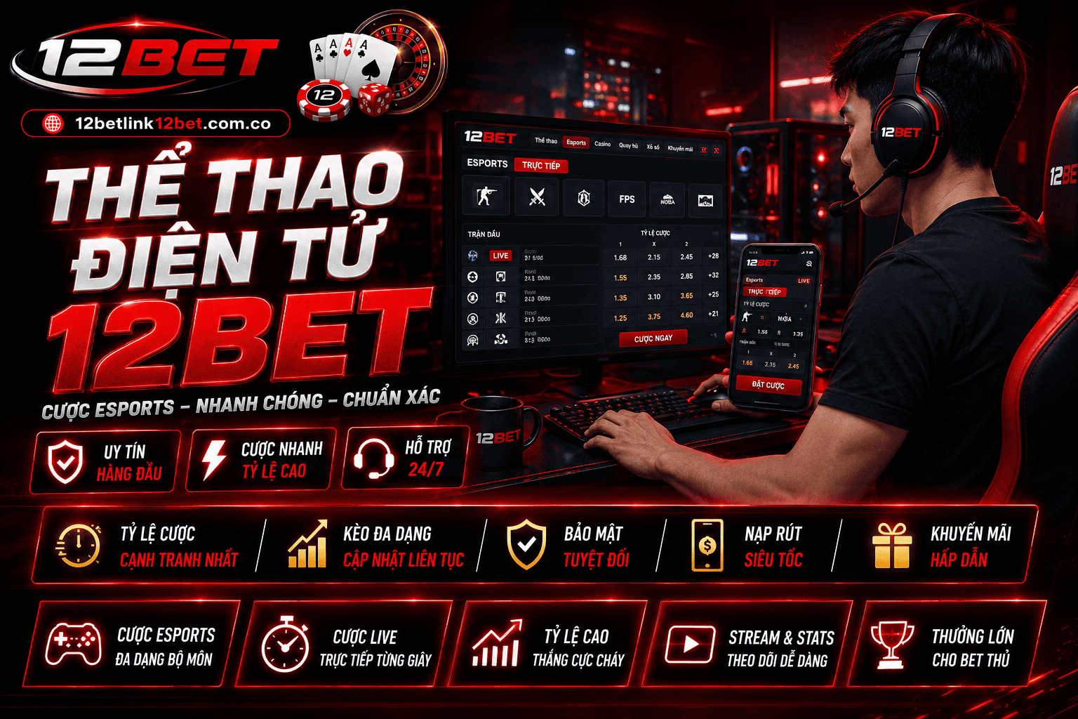 Nhung tua game duoc cung cap keo eSports tai nha cai 12Bet